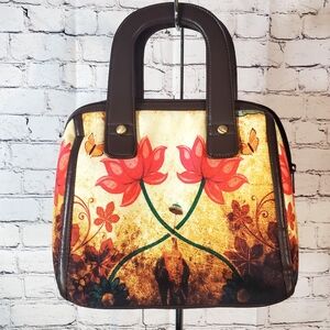 Desi Pop Floral Expandable Purse Tote Made In India Vintage 60s 70s